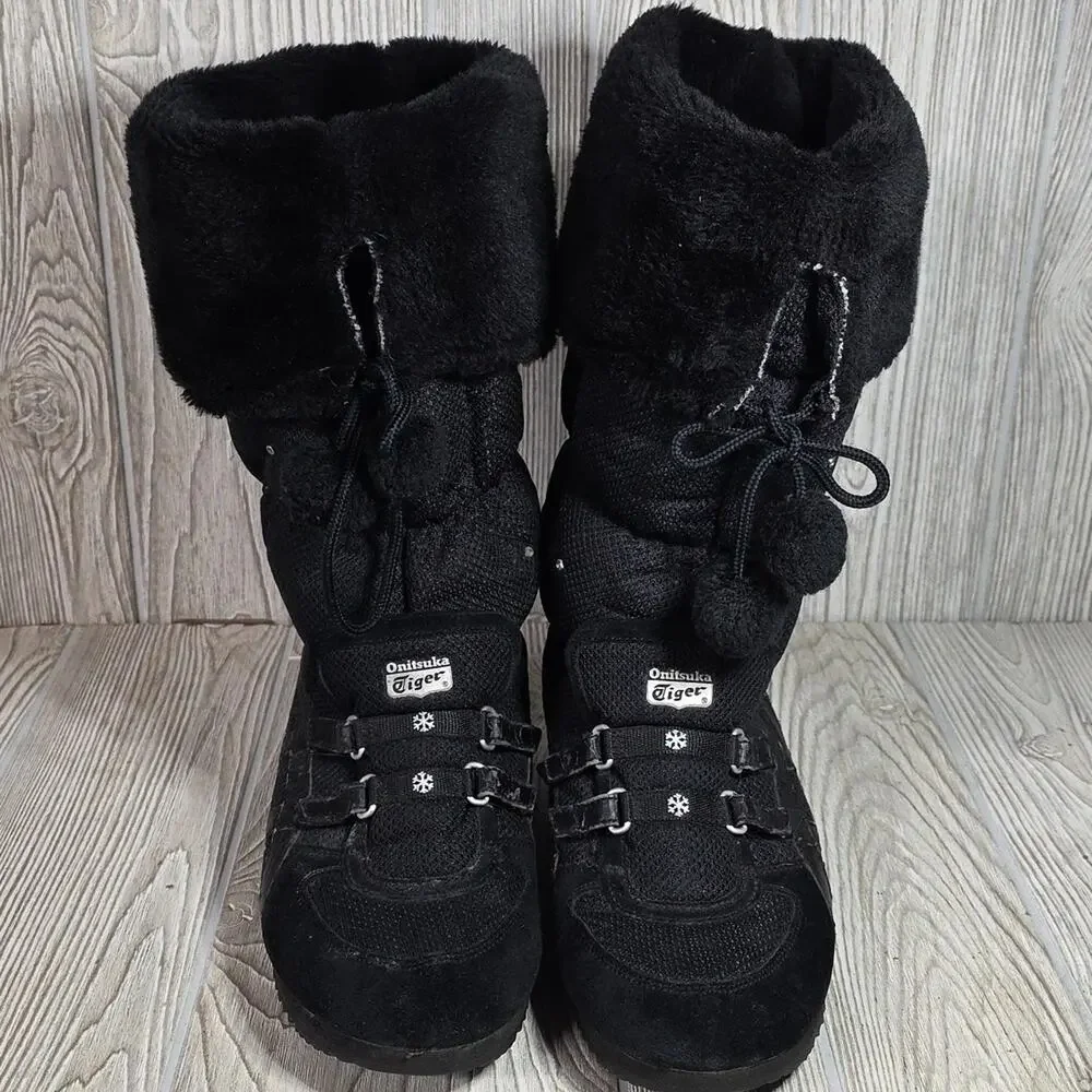 Onitsuka Tiger Snow Heaven Asics Black Winter Sneaker Boots Womens 10 Vintage